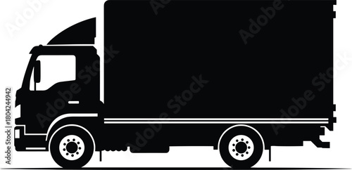 Box Truck Silhouette Illustration  Modern Cargo and Delivery Vehicle Design in Clean Minimalist Black and White Style