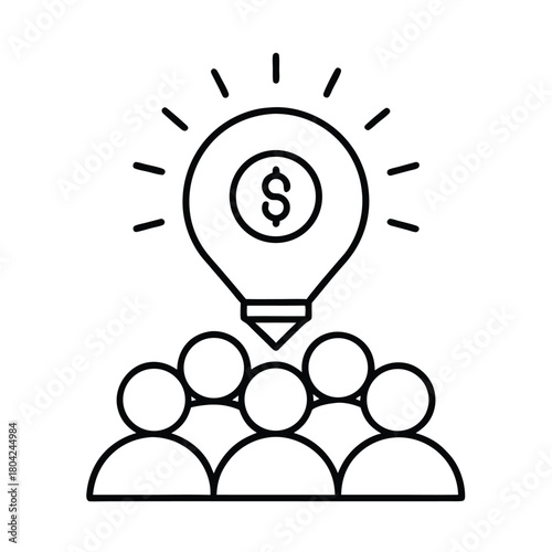 Crowdfunding Icon Image Vector Image vector line art on white background