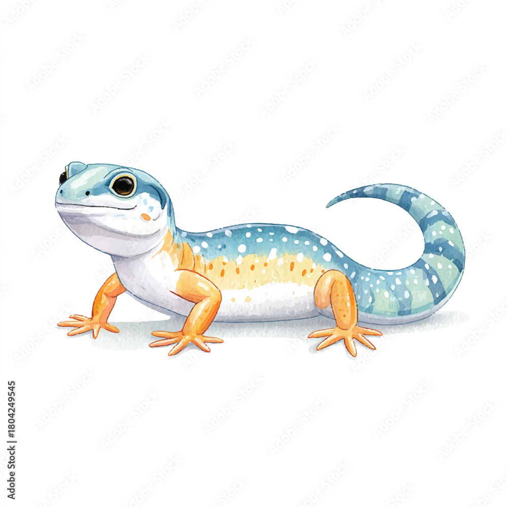 Fototapeta premium Cute Blue and Orange Gecko Illustration