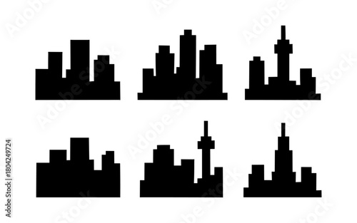 City skyline silhouette collection with iconic skyscrapers