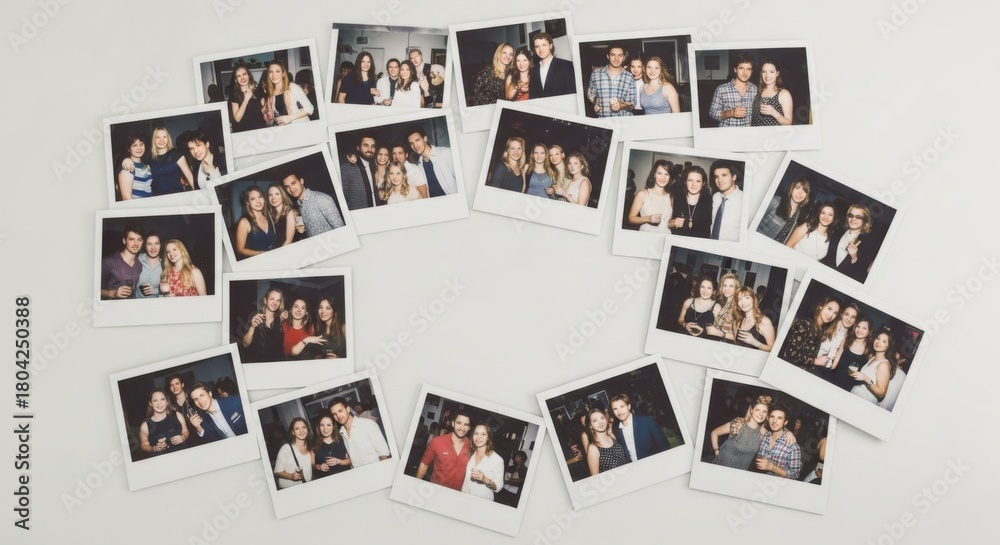 Obraz premium New year’s eve celebration with friends and polaroid photos for party ambiance