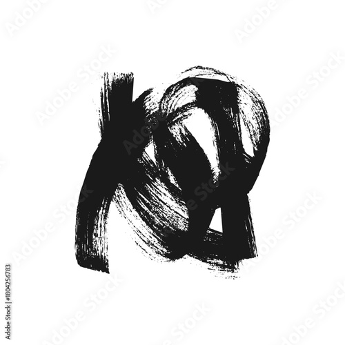 Black abstract grunge brush stroke isolated