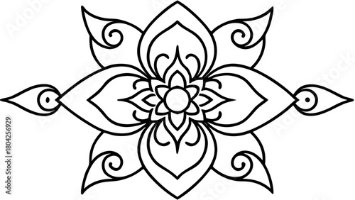 Elegant floral design with symmetrical petals isolated on