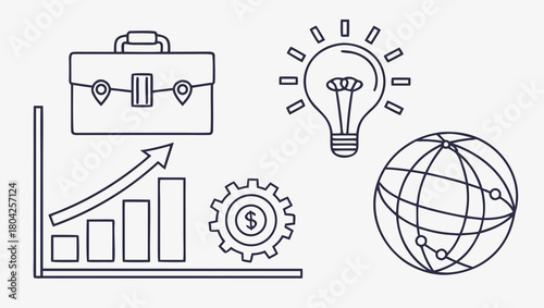 Business and finance icons isolated on for presentations