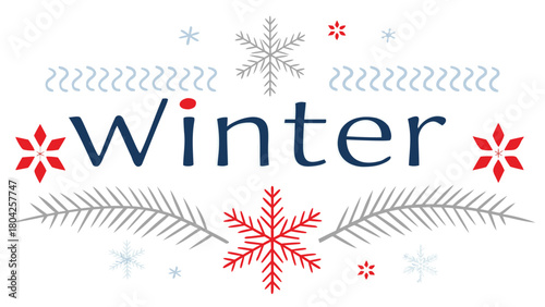 Modern clean typography design with a hello winter theme featuring a single impactful graphic element and a vibrant color palette suitable for seasonal promotions