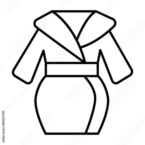 Raincoat with belt thin line icon, autumn clothing concept. Vector graphics. Rain coat for women, clothes sign on white background, style icon mobile or web design.
