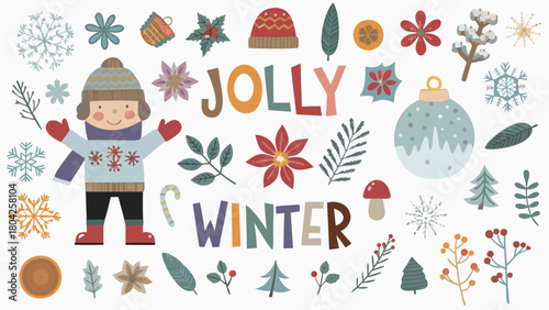 A cheerful winter character design illustration perfect for holiday greetings seasonal promotions and festive graphic projects featuring a joyful personality and vibrant colors