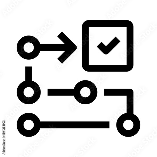 Task Flow Line Icon, Outline Symbol for Workflow Movement, Process Sequence, Activity Routing, Work Management, and Operational Structure. Vector Sign Icon.
