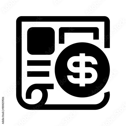 Invoice Document Line Icon, Outline Symbol for Billing Record, Payment Tracking, Transaction Listing, Customer Charging, and Financial Statement. Vector Sign Icon.