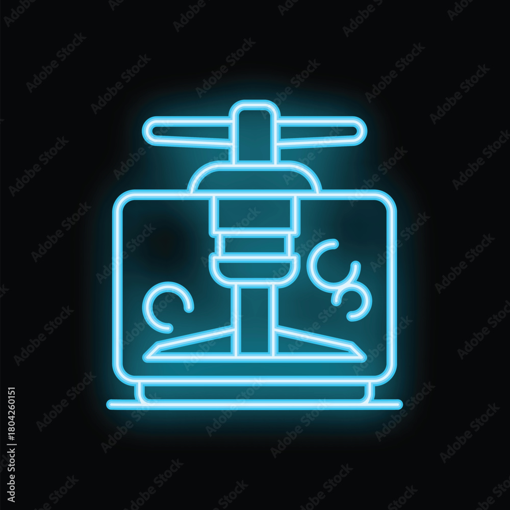 Naklejka premium Blue glowing neon line wine making process icon isolated on black background