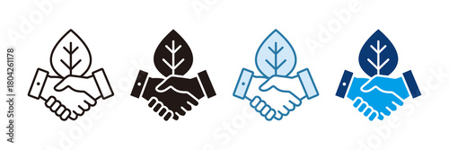 Green Partnership Icon Set Multiple Style Collection