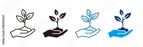 Tree Planting Icon Set Multiple Style Collection