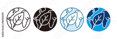 Green Earth Icon Set Multiple Style Collection