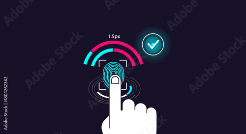 A digital fingerprint scan successfully authenticates a user, displaying biometric security and modern access technology on a dark interface.