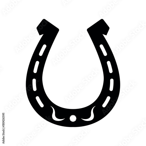 Horseshoe silhouette icon, simple lucky charm symbol in black vector style