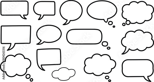 Speech bubble thought bubble collection black outline comic dialogue