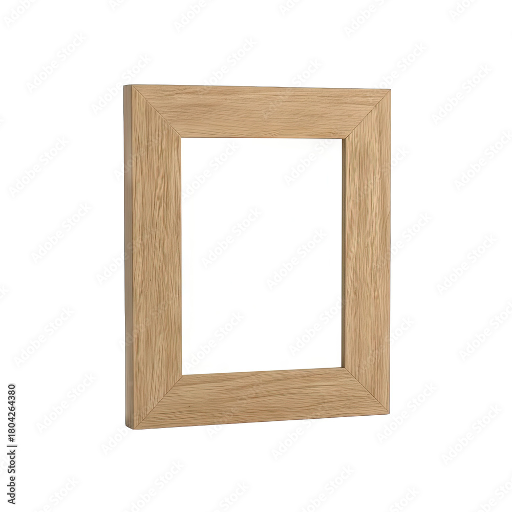 Fototapeta premium A Natural Light Wood Picture Frame With A White Background For Your Photos In A Studio Setting