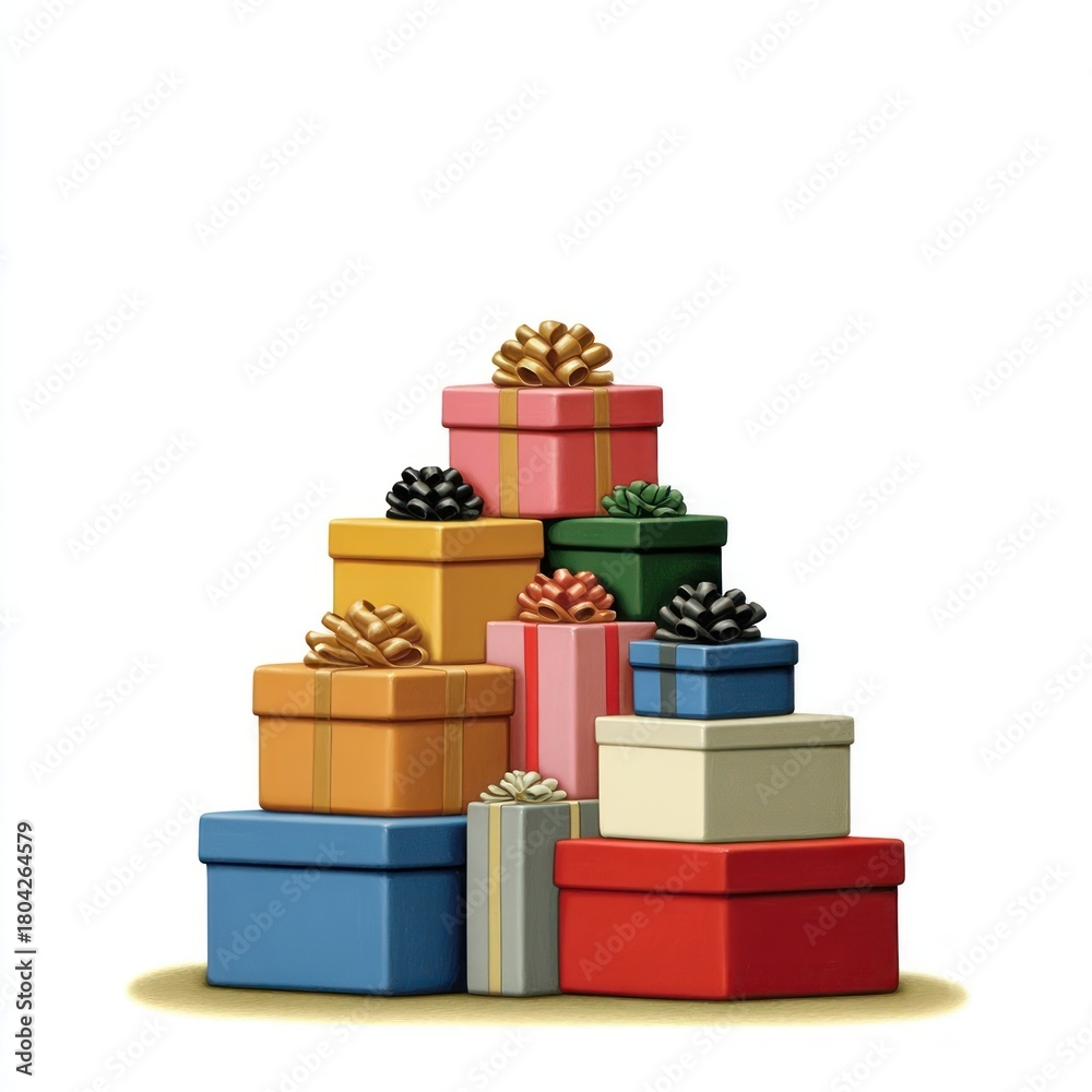 Obraz premium Colorful stacked gift boxes illustration.
