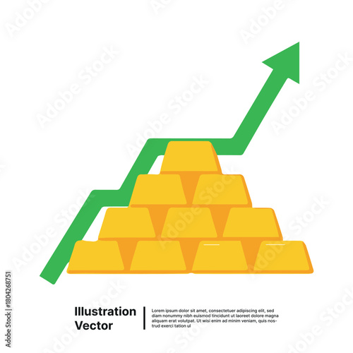 Gold Bullion Price Increase Investment Growth Chart Illustration