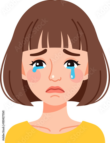 Crying woman avatar showing sadness, distress, and tears