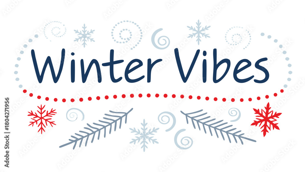 Naklejka premium Bold winter vibes lettering with swirling snow perfect for holiday greetings seasonal promotions and festive designs