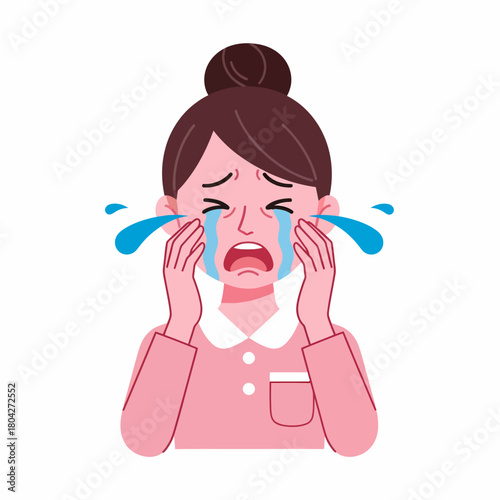Deeply distressed woman crying illustration showing grief, sadness, emotional pain, and anguish