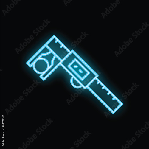 Glowing neon line caliper icon isolated on black background. Construction tool concept. Vector illustration