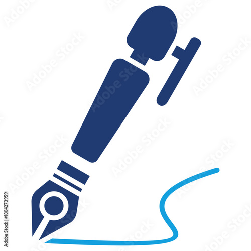 Calligraphy Flat Blue Icon