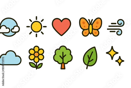 Nature and environment icon set. Flat style for eco-friendly design and conservation