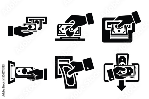 bank withdrawal Simple silhouette icon graphic