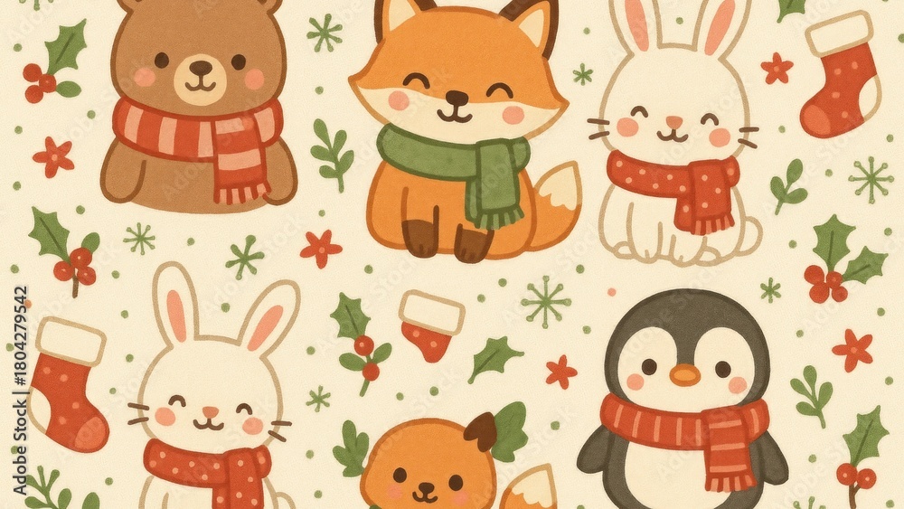 Fototapeta premium Cute festive animal desktop wallpaper