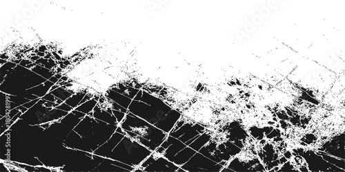 Abstract black and white grunge texture vector design with dirty ink splatter and vintage paint brush stroke pattern border