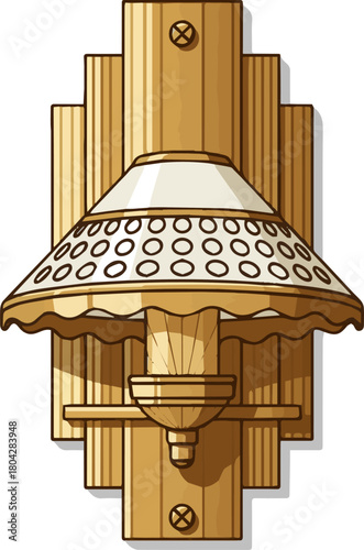 Create a Art deco brass wall sconce light4 vector art with white background.
