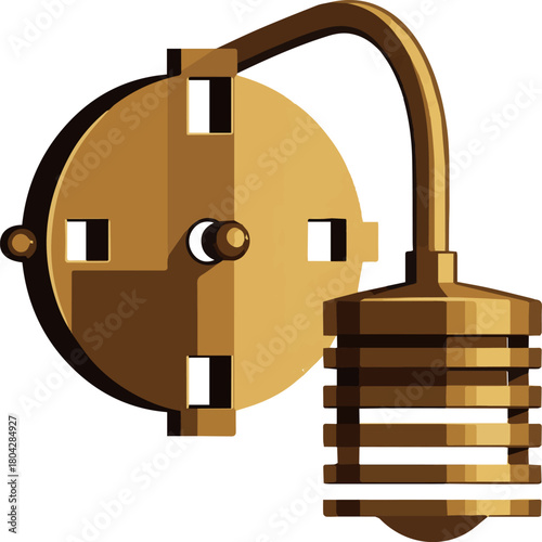 Create a Art deco brass wall sconce light4 vector art with white background.