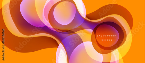 Tableau sur toile Abstract fluid shapes, vibrant orange, purple hues