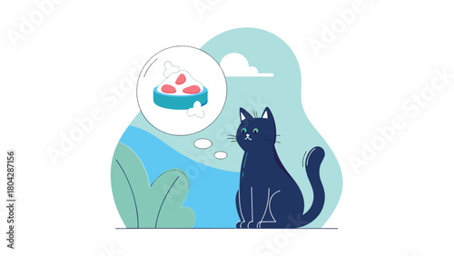 Hungry cat thinking milk