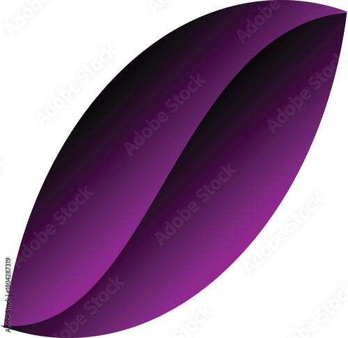 A captivating, purple, threedimensional abstract shape with a sleek, modern design, isolated on transparent background, perfect for adding a touch of elegance