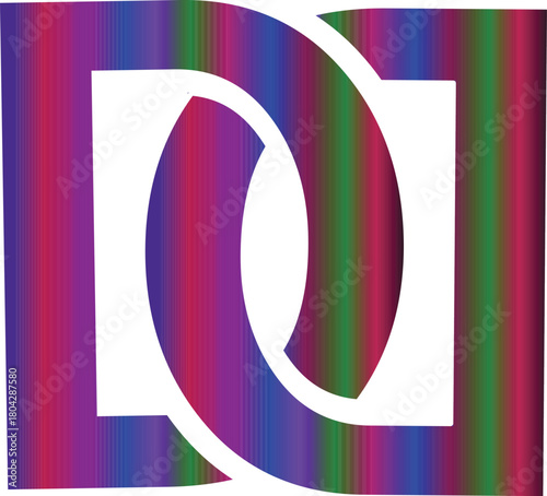 Abstract design featuring interlocking shapes with vibrant gradient colors, isolated on transparent background, creating a modern and eyecatching visual element