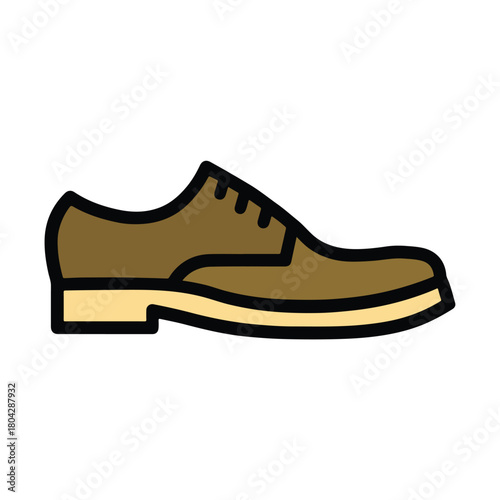 Brown and Yellow Flat Design of a Classic Oxford Shoe dress shoe footwear