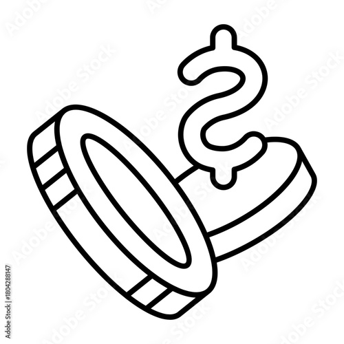 Casino chips thin line icon, gambling and staking concept. Vector graphics. Slot coins, finance sign on white background, style icon mobile or web design.