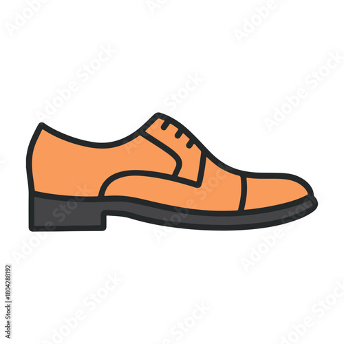 Orange and Gray Oxford Shoe Icon on White Background dress shoe footwear