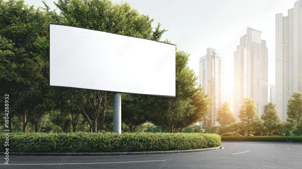 custom made wallpaper toronto digitalBlank Billboard Mockup on City Street with Trees and Modern Buildings for Advertising
