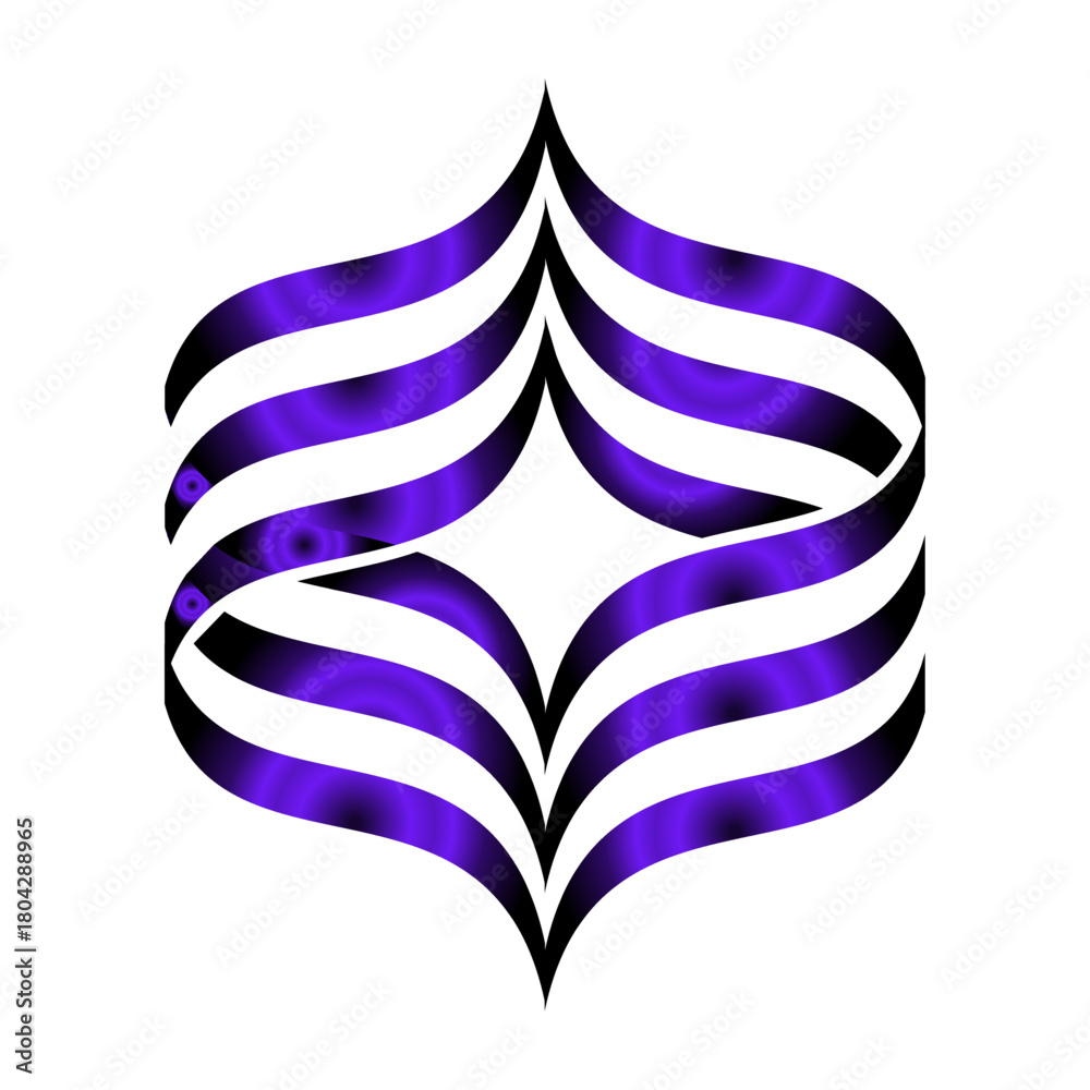 Fototapeta premium Elegant purple ribbon design isolated on transparent background, featuring a symmetrical and flowing pattern with a modern and artistic touch, perfect for graphic design projects
