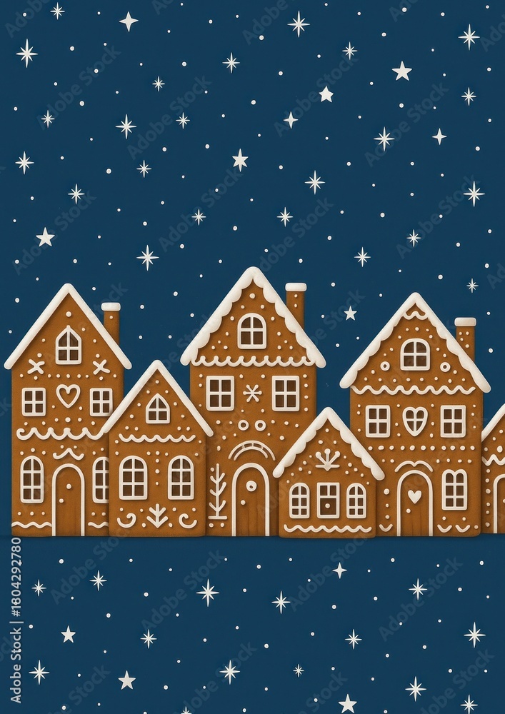 Fototapeta premium Charming gingerbread houses night