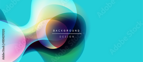 Abstract flowing shapes, vibrant colors, turquoise background. Modern design element, smooth gradients, dynamic composition.