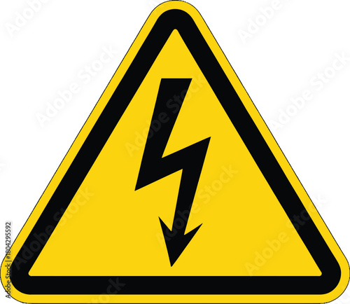 A yellow triangle with a black lightning bolt illustration