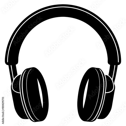 Classic black silhouette headphones for audio and music listening