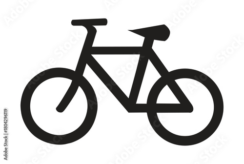 Illustration of a stylized black bicycle with two wheels and a seat on a white background image