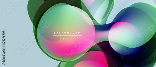 Abstract colorful shapes overlap, creating dynamic visual effect. Gradient hues blend, forming modern background design.
