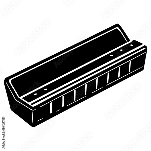 Harmonica musical instrument simple line art graphic on white